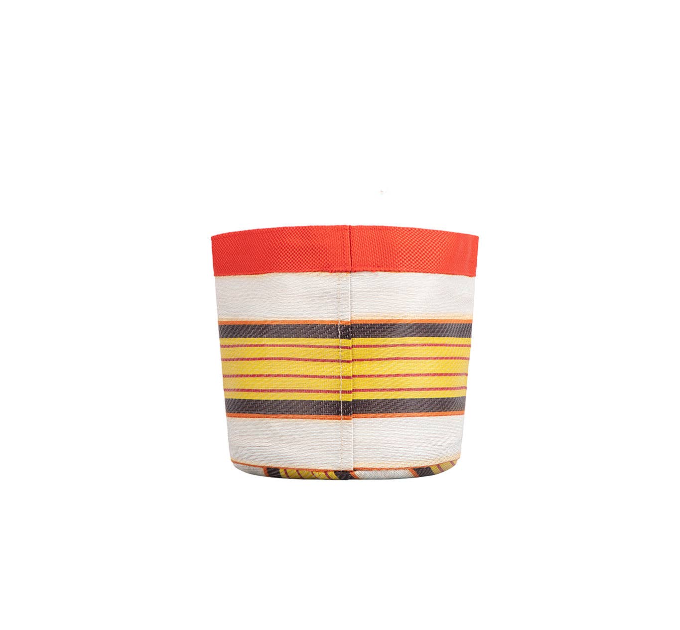 Small 14 cm - Eco Woven Plant Pot Cover in Tuscan Yellow, Pearl & Rose Beige