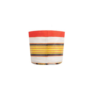 Small 14 cm - Eco Woven Plant Pot Cover in Tuscan Yellow, Pearl & Rose Beige