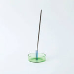 Duo Tone Glass Incense Holder: Green and Blue