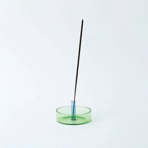 Duo Tone Glass Incense Holder: Green and Blue