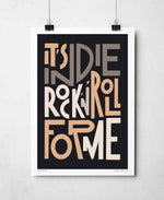 Indie Rock and Roll Song Lyric Typography Print: Unframed / Light Background / A3