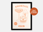 Cocktail Club Cartoon Print: Blue / A4