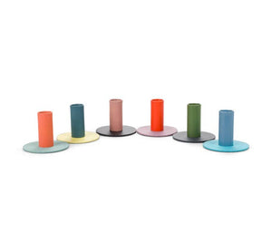 Tall 6cm Two-Tone Orange Flame & Venetian Pink Metal Candleholder: 6