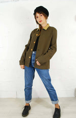 Olive Brown Corduroy French Twill Chore: XL