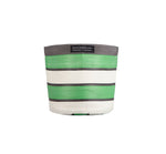 Medium 19 cm - Eco Woven Plant Pot Cover in Grass Green, Indigo & Pearl