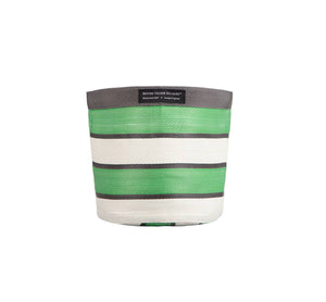 Medium 19 cm - Eco Woven Plant Pot Cover in Grass Green, Indigo & Pearl