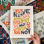 Wonderwall Indie Music Bold Typography Song Lyric Print: Unframed / Light Background / A4