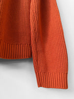 Organic Chunky Knit Fisherman Jumper Tangerine Orange: Xl