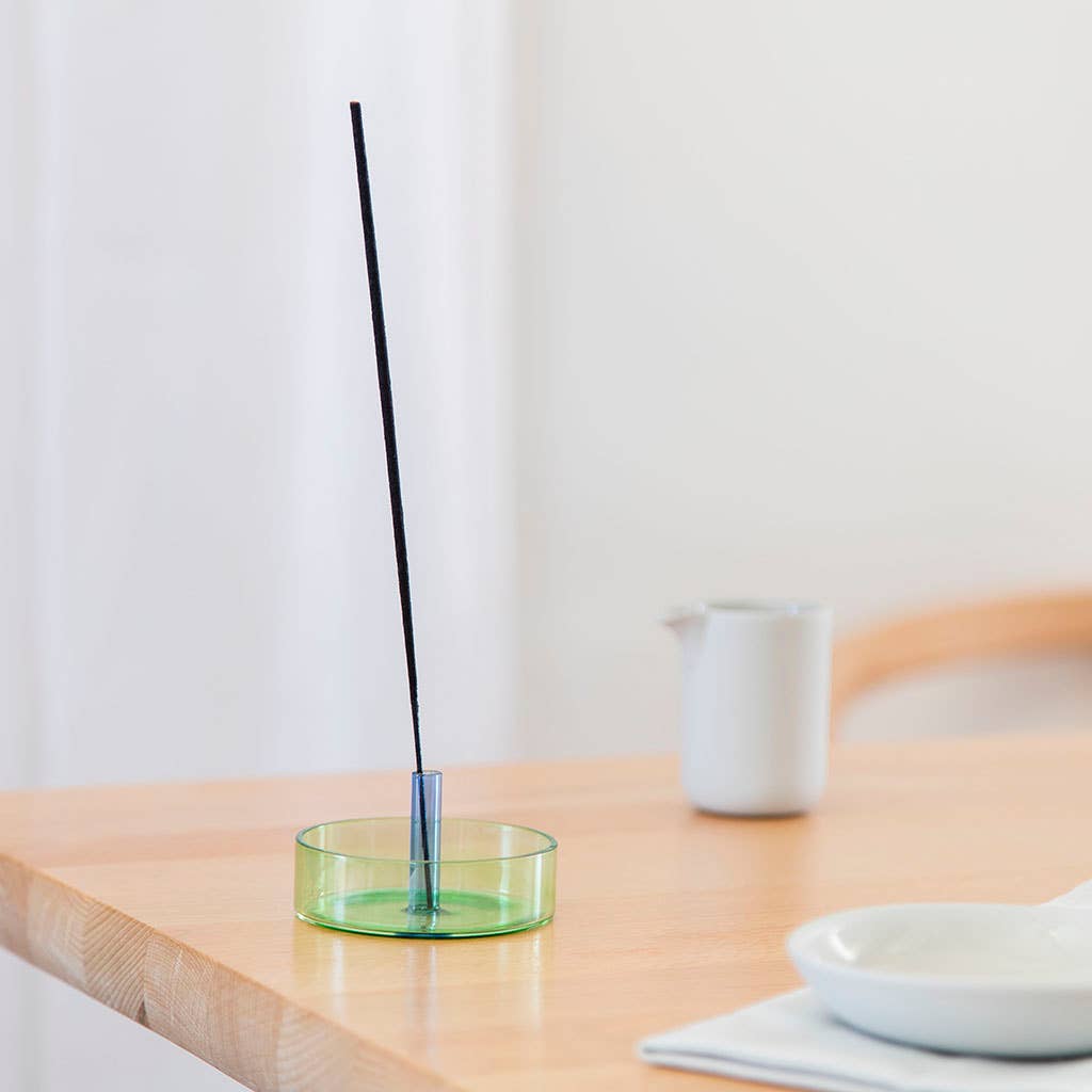 Duo Tone Glass Incense Holder: Pink and Green