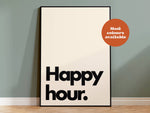 Happy Hour Typography Print: Green and Pink / A4