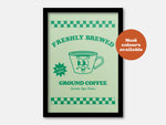 Freshly Brewed Ground Coffee Takeaway Print: Cream / A4