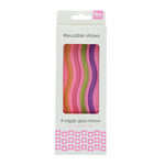 Glass straws with cleaning brush (set of 4) - Wiggly (multi-