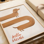 Art Print – Hello Sausage | Abstract Minimalist Wall Art : A4 - 21cm x 29.7cm