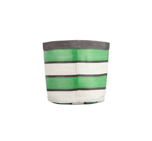 Medium 19 cm - Eco Woven Plant Pot Cover in Grass Green, Indigo & Pearl