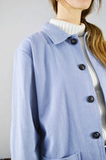 French Cotton Twill Chore Jacket Chalk Blue: XL