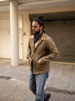Olive Brown Corduroy French Twill Chore: XL