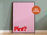 Pint Typography Print: Green and Pink / A4