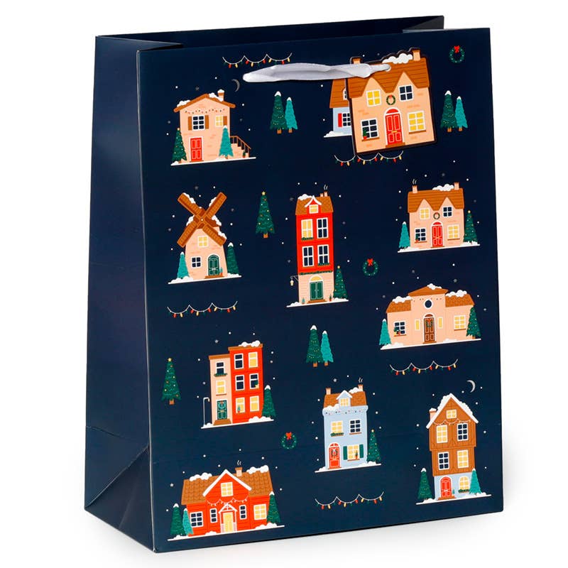 Christmas Holidays Houses Gift Bag - Large