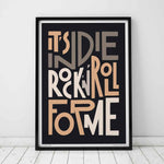 Indie Rock and Roll Song Lyric Typography Print: Unframed / Dark Background / A3