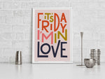 It's Friday I'm In Love Song Lyric Bold Typography Print: Unframed / Dark Background / A4